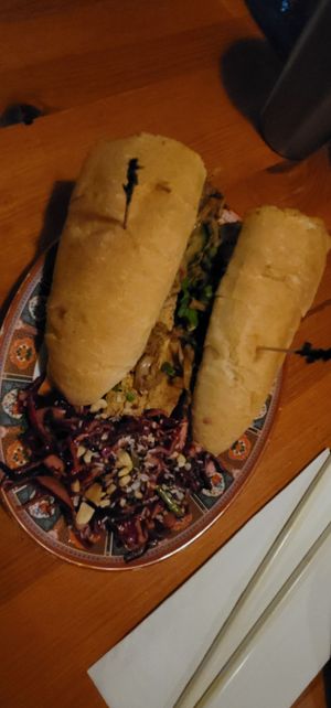 Bahn mi with cabbage salad at Chez Tao in Quebec