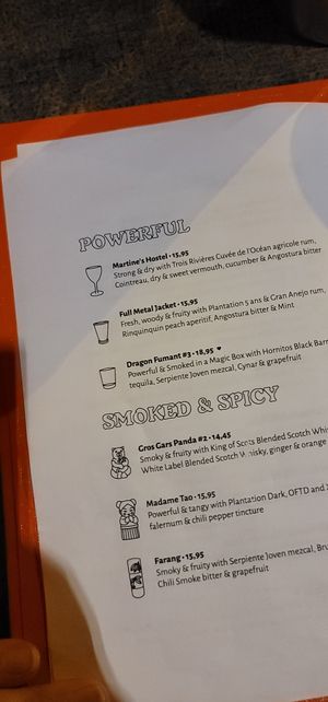 Powerful menu at Chez Tao in Quebec