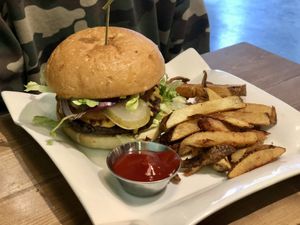 BBQ Rocky Burger  at Bravocados in Tofino