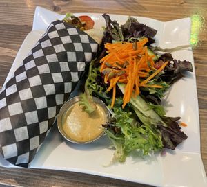 Shawarma pita with salad   at Bravocados in Tofino