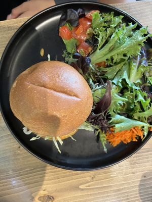 Kids burger  at Bravocados in Tofino