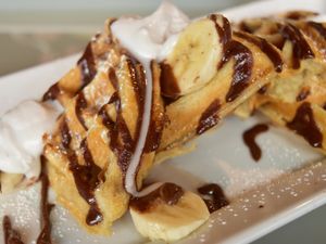 Nutella banana waffles at Bravocados in Tofino