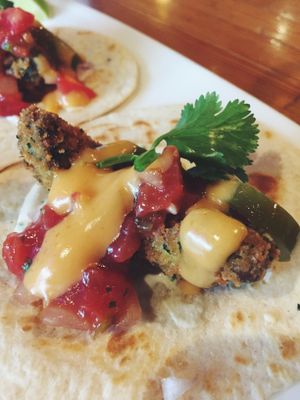 Panko crusted avocado taco  at Bravocados in Tofino
