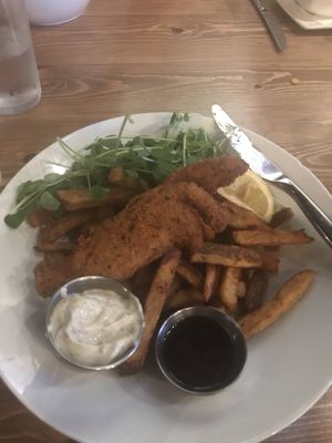 Faux fish and chips 😋 at Bravocados in Tofino