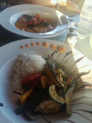 two vegan entrees at Brennecke's Beach Broiler in Koloa