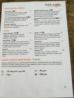 Menu part 2 at Coco Mojo Bar & Grill in Clifton Beach