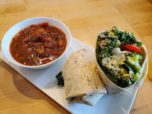 Veg Out Wrap and soup at Fresh From The Farm Juices in Canonsburg