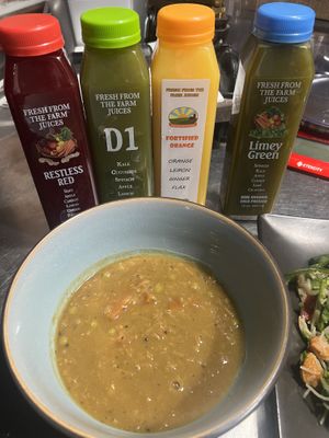 Lentil Soup and cold pressed juices  at Fresh From The Farm Juices in Canonsburg