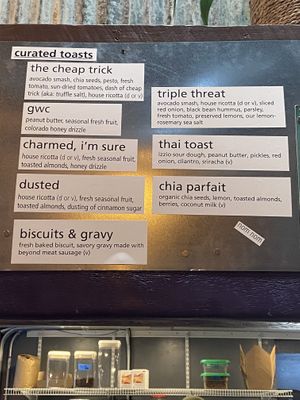 Breakfast options  at Copeka Coffee in Grand Junction