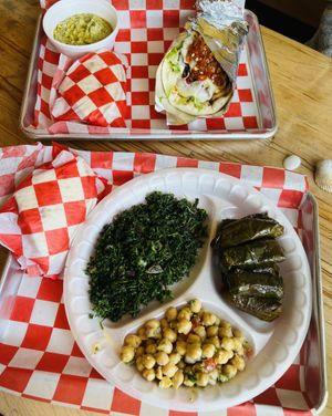 Grape leaves, chick pea salad and tabouli and wrap  at Peño Mediterranean Grill in Myrtle Beach