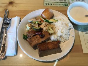 Tofu is so yummy. Soy milk is made from scratch also so yummy at Sweet Veggie in Diamond Bar