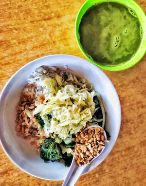 Authentic hakka thunder tea rice at Gerai Makanan & Minuman Man Hee Stall in Johor Bahru