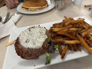 Olive burger vegan  at Noble Restaurant in Wyoming