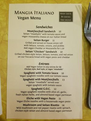 vegan menu (pt 2) at Mangia Italiano in St Louis
