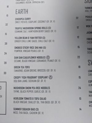 Vegan menu at Shorehouse  in Townsville