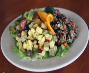 Three salad plate (made vegan) at Hugo's Restaurant - Studio City in Studio City