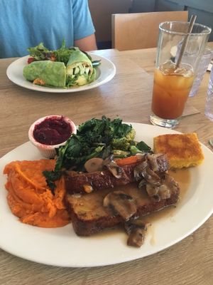 holiday plate and veggie wrap with chai lemonade at Hugo's Restaurant - Studio City in Studio City