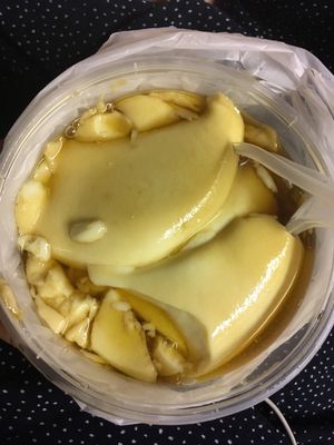 Silken tofu topped with brown sugar syrup (served warm) at Kim Soya Bean in Kuala Lumpur