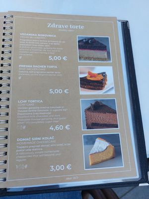 First two cakes are vegan at Hotel Evropa in Celje
