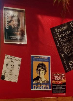 Mifune + Schwarzenegger at Pizzakaya in Tokyo