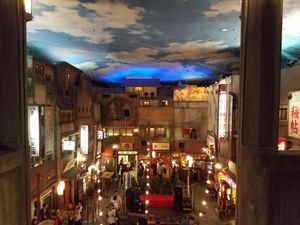 decor and various ramen shops at Shin-Yokohama Ramen Museum in Yokohama