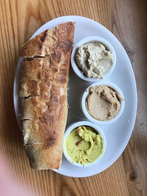 Vegan cheese spread sampler at Knead Bakery in Burlington