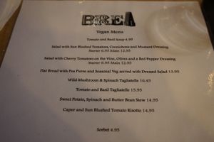 Vegan menu at Brea in Stirling