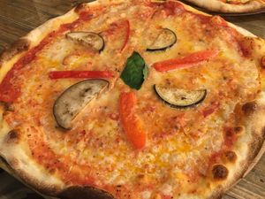 Super yummy Halloumi pizza (without halloumi cheese) and vegan mozzarella cheese! at BrewDog in Stirling