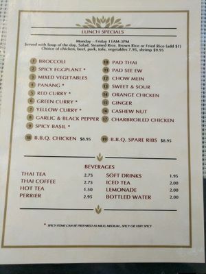 Lunch specials  at Bhan Baitong in Lake Forest