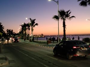 View after sunset at El Zarape Malecón  in La Paz