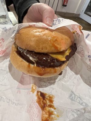 Temple cheese burger  at Temple of Seitan - Camden in North West London