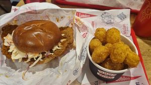 Baffalo Burger with temple tots at Temple of Seitan - Camden in North West London