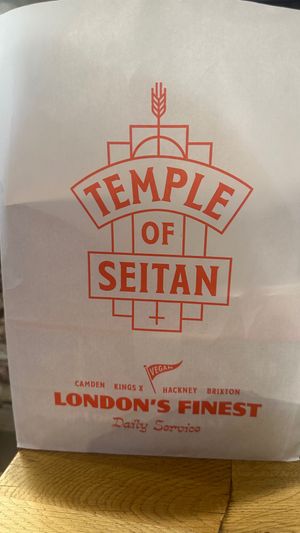 I love their branding and design! The inside of the restaurant itself and all the details and packaging is very nice. at Temple of Seitan - Camden in North West London