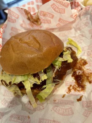 BBQ chick’n burger  at Temple of Seitan - Camden in North West London