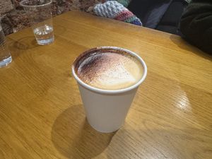 Orange latte 👌🏼  at Temple of Seitan - Camden in North West London