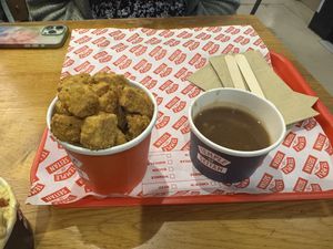 Popcorn chicken and gravy to die for!  at Temple of Seitan - Camden in North West London