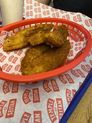 Hot chicken strips   at Temple of Seitan - Camden in North West London