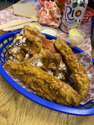 Chicken and waffles   at Temple of Seitan - Camden in North West London