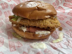 Garlic Parmesan burger  at Temple of Seitan - Camden in North West London