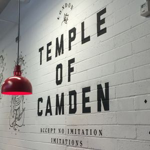 Main sign indoors at Temple of Seitan - Camden in North West London