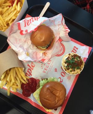 Burgers, mac n cheese, fries at Temple of Seitan - Camden in North West London