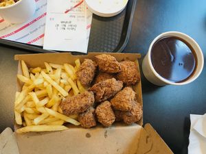 popcorn snack box + gravy at Temple of Seitan - Camden in North West London