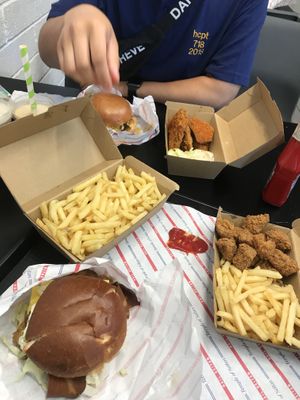 Burgers, chicken and chips  at Temple of Seitan - Camden in North West London