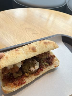 Vegan Falafel sandwich. Taste better than it looks.   at backWERK in Cologne