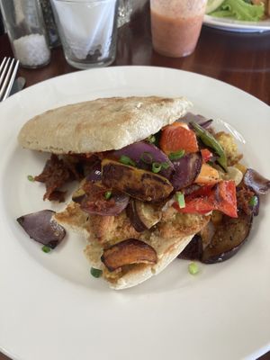 Bread w vegetables and hummus   at Bulaccino Cafe in Nadi