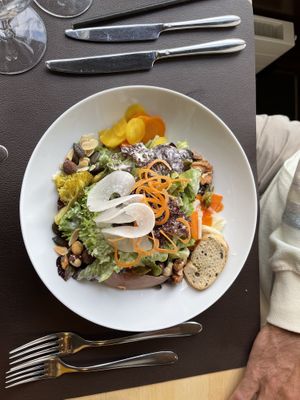 Salad with excellent dressing and pickled vegetables   at Bären in Wengen
