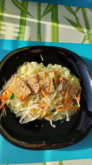 Rice noodles with tofu and vegetables at Wok & Roll in Celje