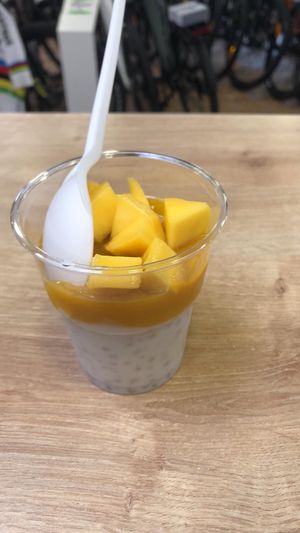 Mango coconut chia pudding. at Wok & Roll in Celje