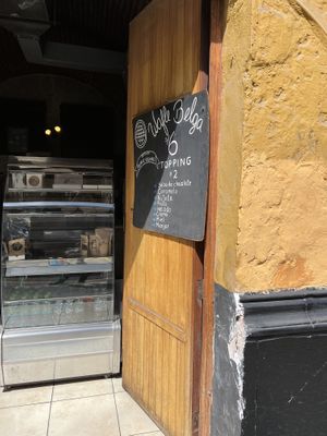 Vegan waffles advertised  at Gud  in Arequipa