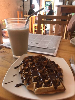 Vegano frappe & waffle! at Gud  in Arequipa